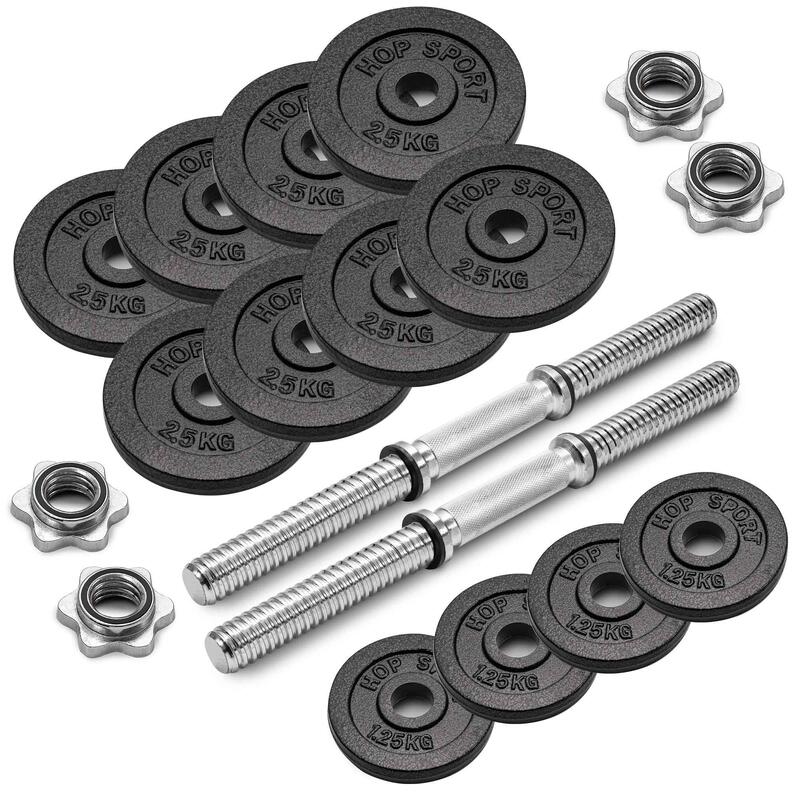 Set gantere fontă 2x15kg Hop-Sport reglabil cu mănuși