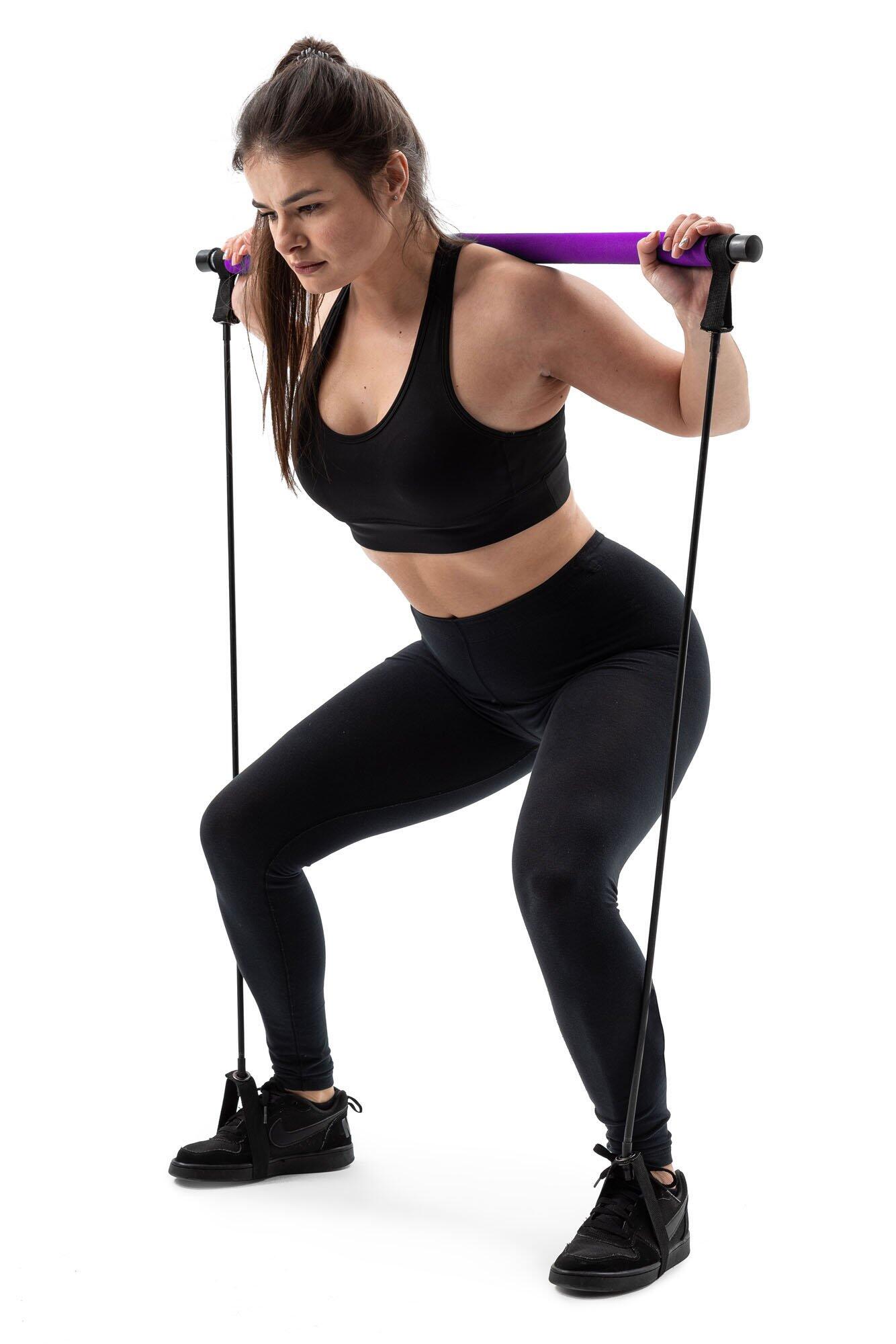 Bastone da allenamento pieghevole con espansori viola 3/7