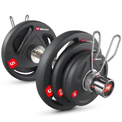 Set di manubrio olimpico e pesi 26 kg dischi gommati bilanciere corto