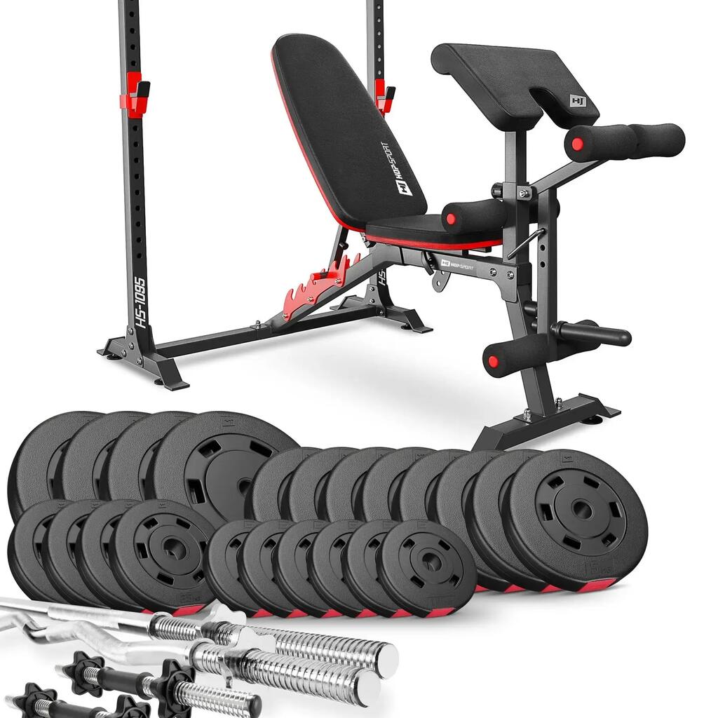 Комплект за културизъм Hop-Sport Premium 135kg с пейка HS-1095