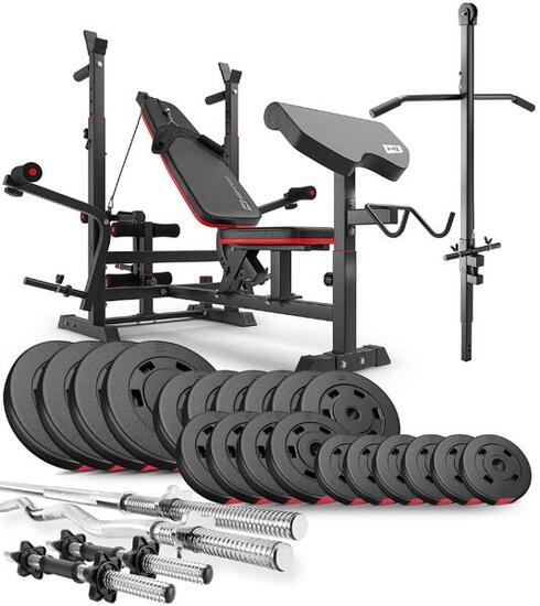 Ensemble de musculation composite Hop-Sport Premium 105kg avec banc HS-1075