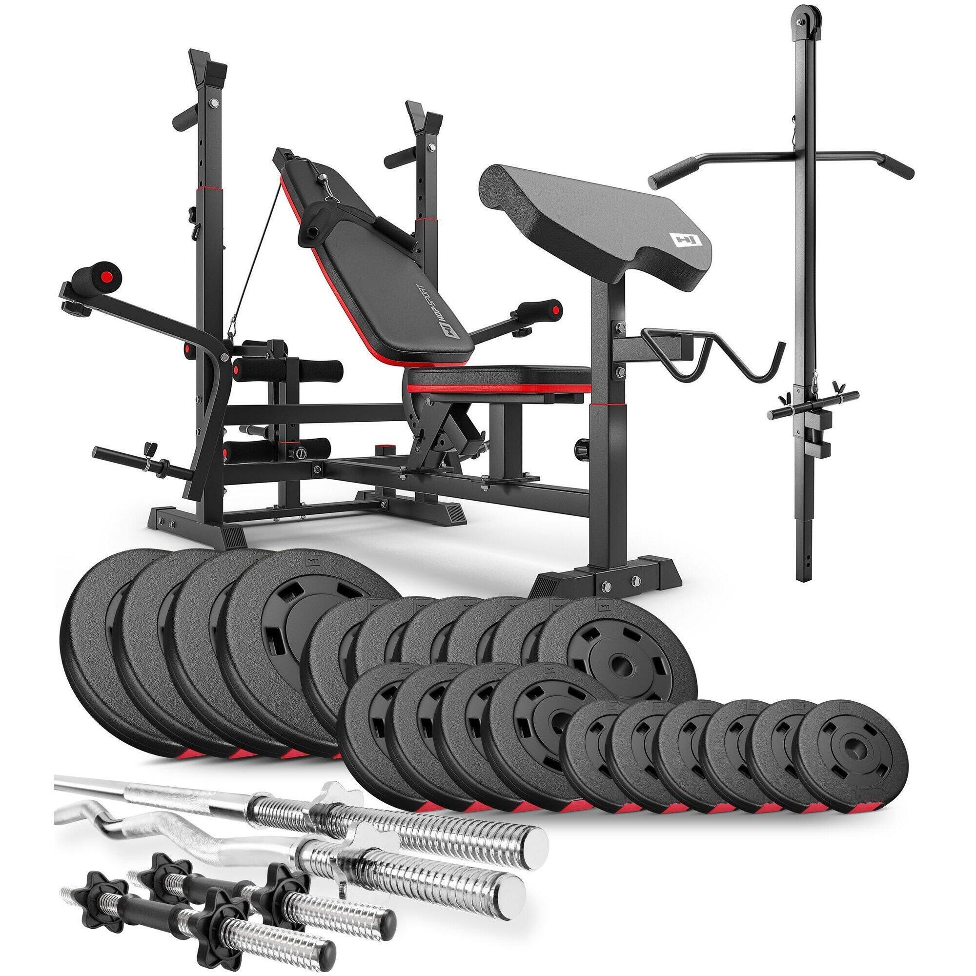 Hop-sport - Ensemble De Musculation Composite Hop-sport Premium 105kg Avec Banc Hs-1075 - Appareil De Musculation - Noir - Decathlon