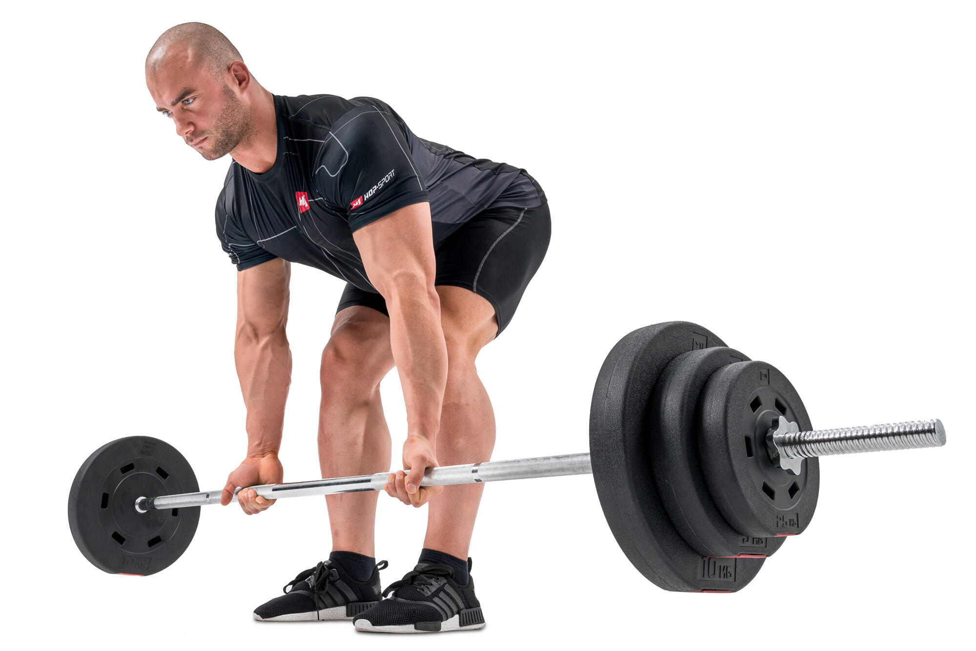Set di pesi compositi con bilanciere e manubri per allenamento Premium 125kg 2/7