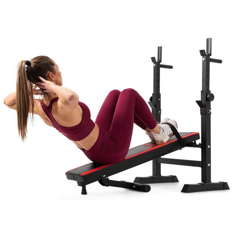 Bancă de exerciții Hop-Sport HS-1080 cu suporturi