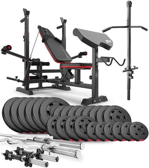 Ensemble de musculation composite Hop-Sport Premium 135kg avec banc HS-1075