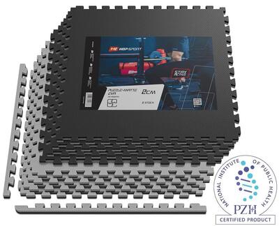 Tappetino puzzle EVA 2cm nero/grigio - 8 pezzi