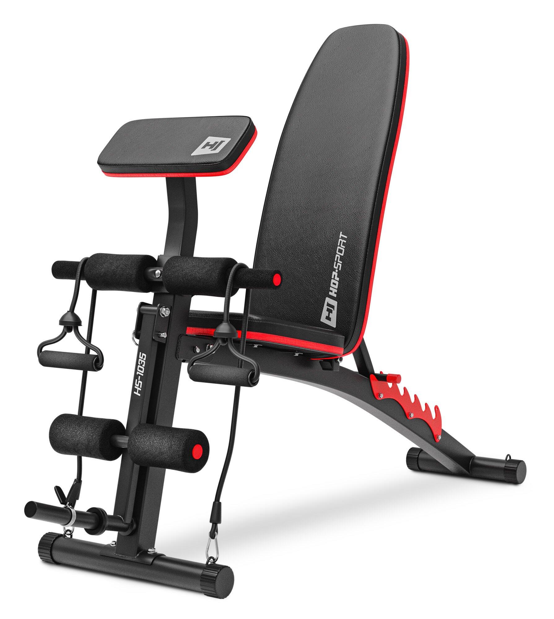 Hop-Sport Premium Bodybuilding Set 40kg met bank HS-1035 met preacher curl 6/7