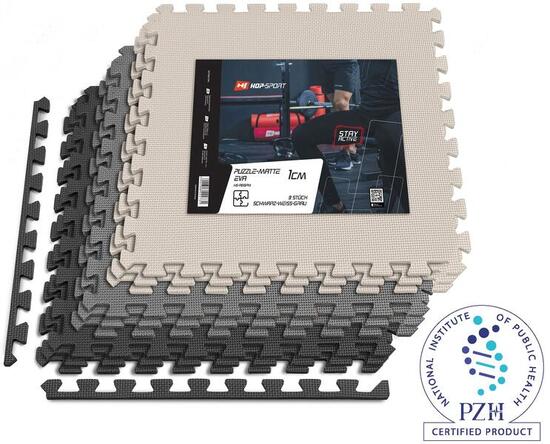 Tappetino puzzle EVA 1cm nero/bianco/grigio - 9 pezzi