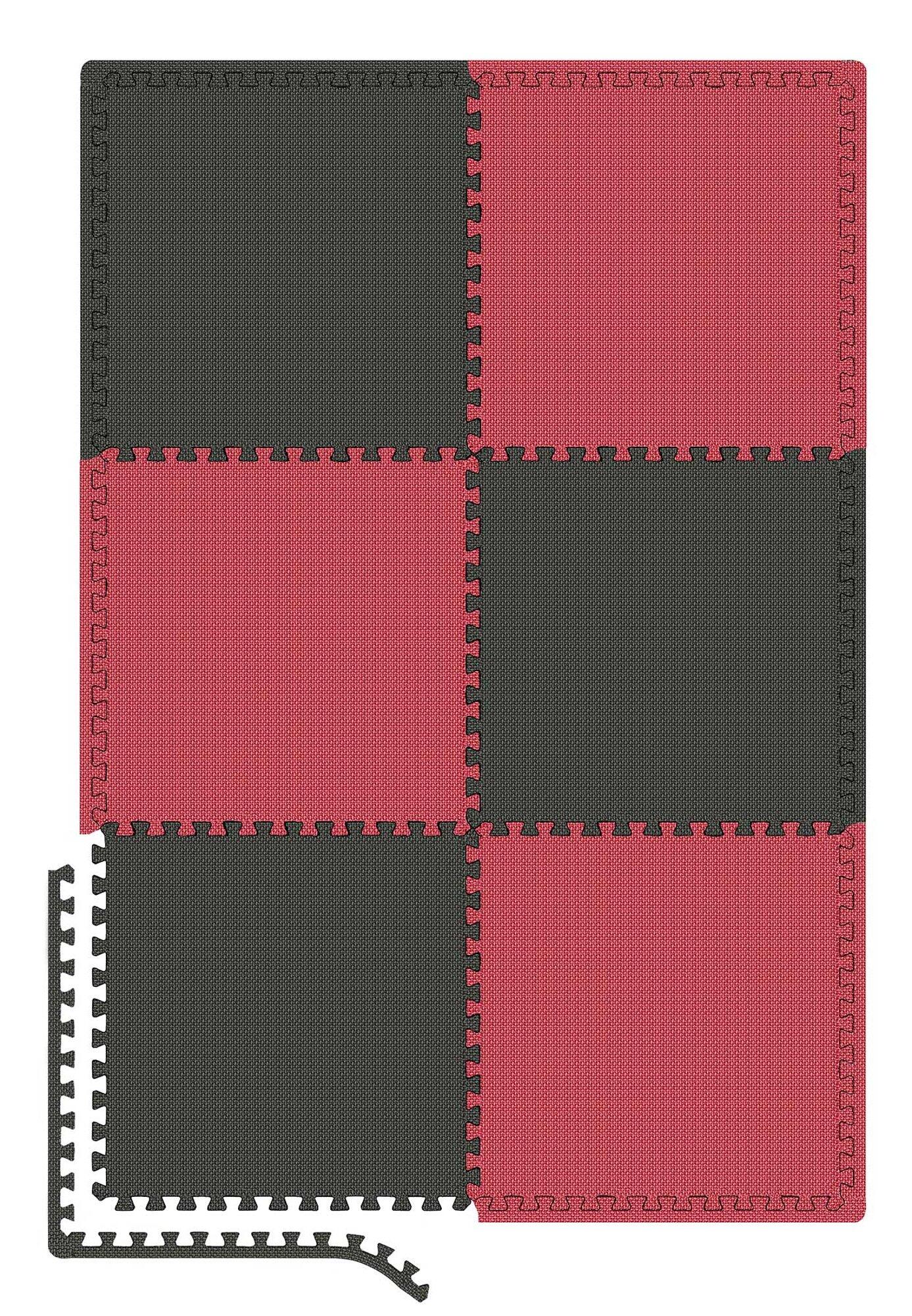 Tappetino puzzle EVA 1cm nero/rosso - 6 pezzi 7/7