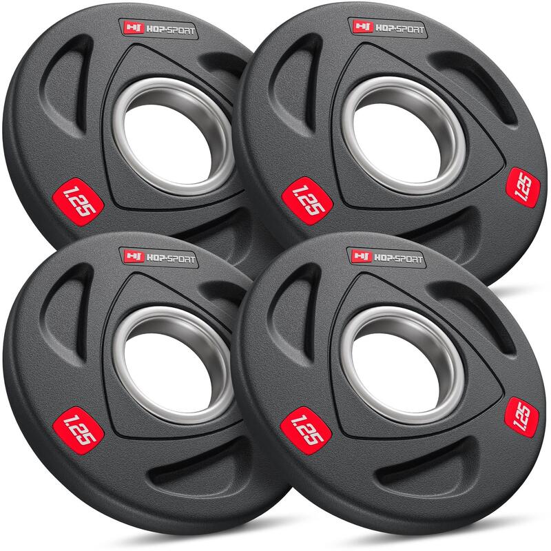 Set De 4 Plaques De Fonte 1,25 Kg – Trou 31 Mm, Avec 3 Poignées Ergonomiques Pour Haltères