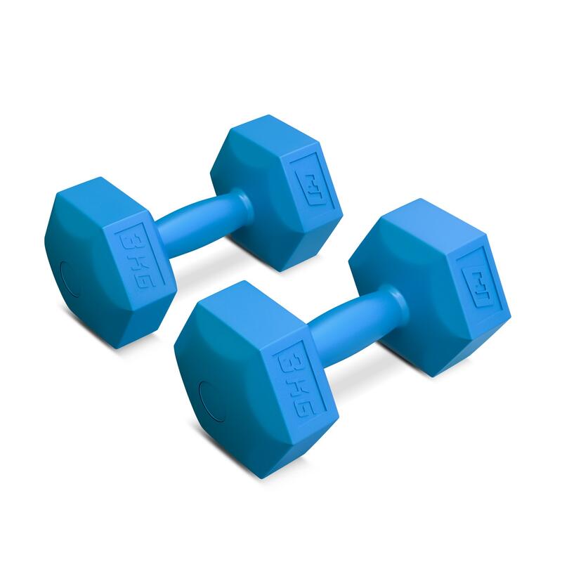 Zestaw hantelek kompozytowych sześciokątnych 2x3kg, trening fitness