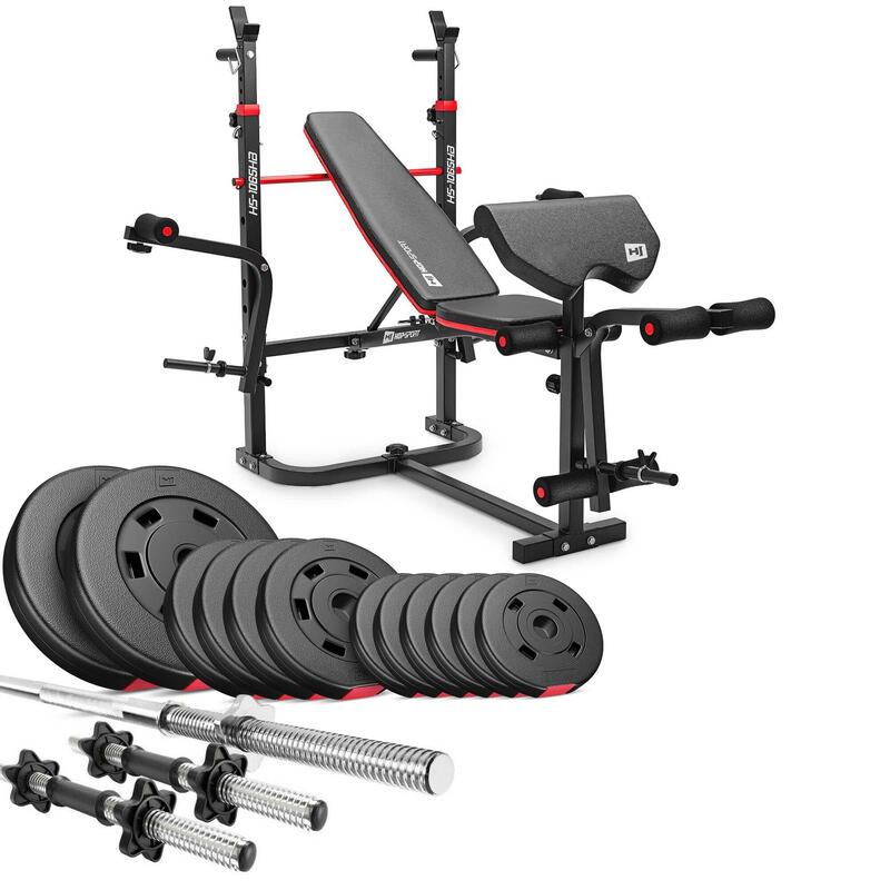 Zestaw kulturystyczny kompozytowy Hop-Sport Premium 38kg z ławką HS-1065