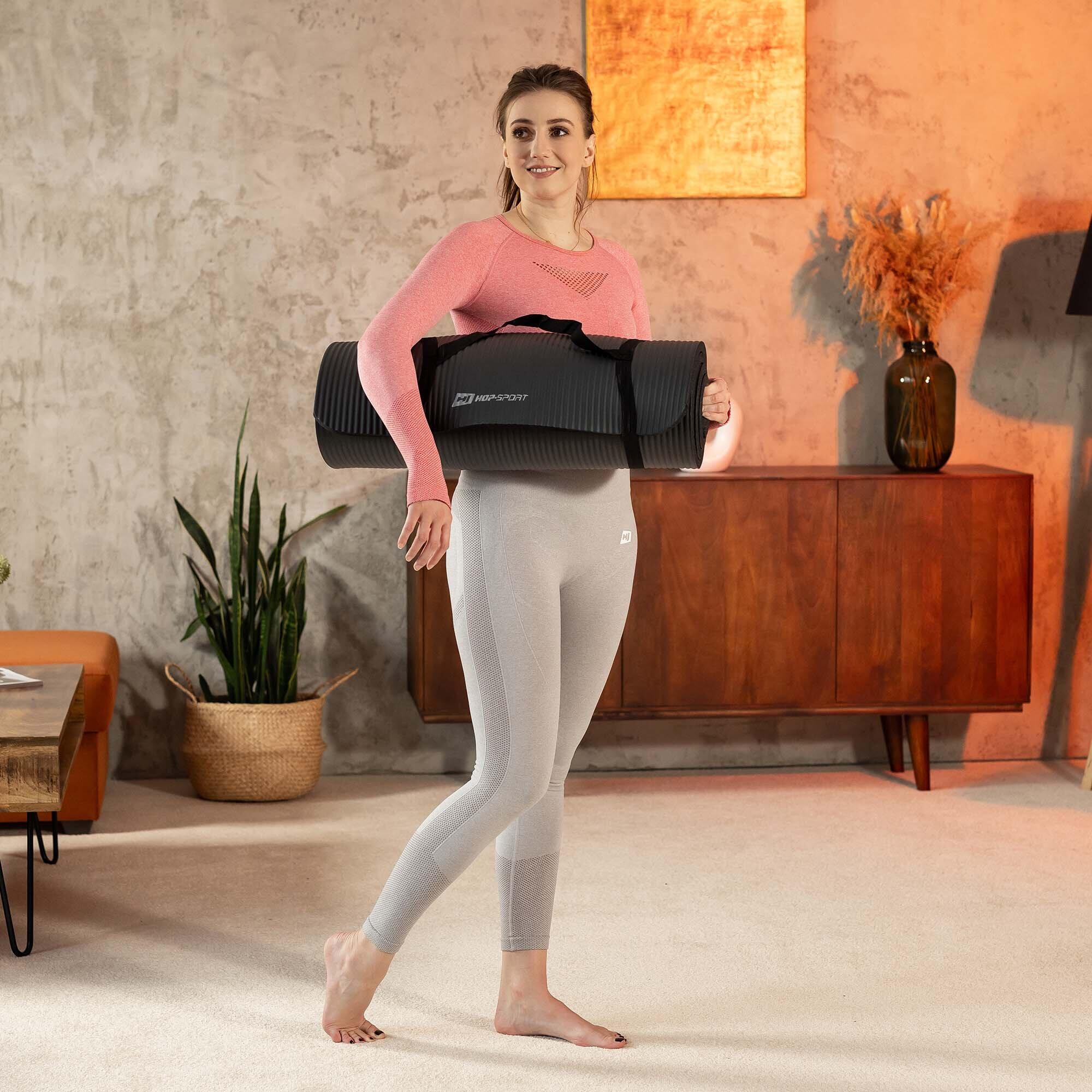Tapettino per fitness, yoga o pilates NBR 1cm - nero - 190x60 cm 6/7
