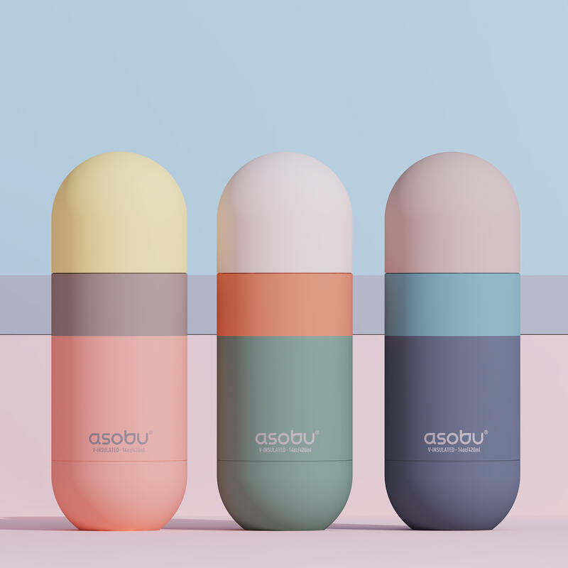 Cestovní termoska Asobu Orb 420 ml – Pastel PEACH/ORANGE, s keramickou vrstvou