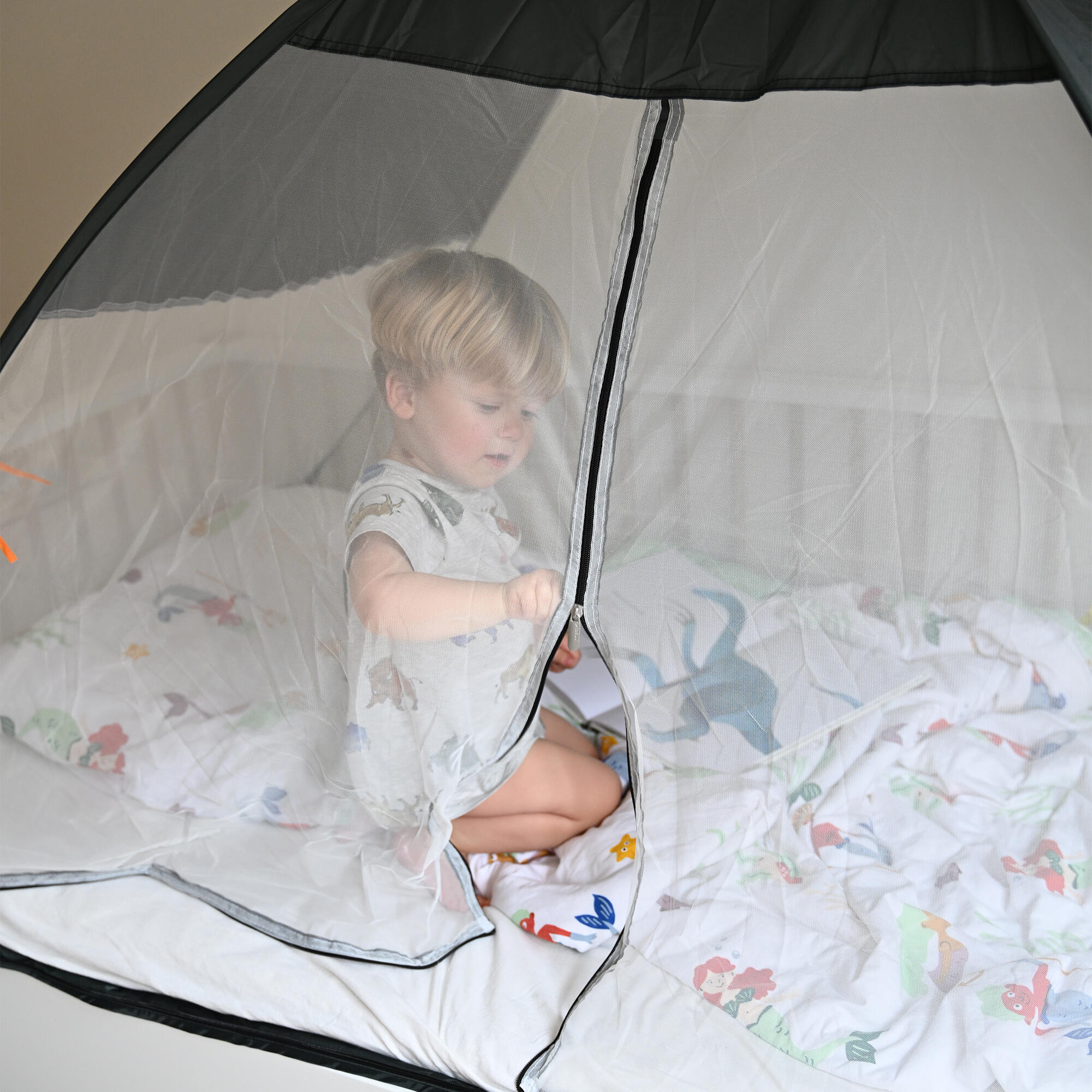 Tenda da letto di lusso con zanzariera - Pop-Up - 200x90 cm - Grigio 4/7