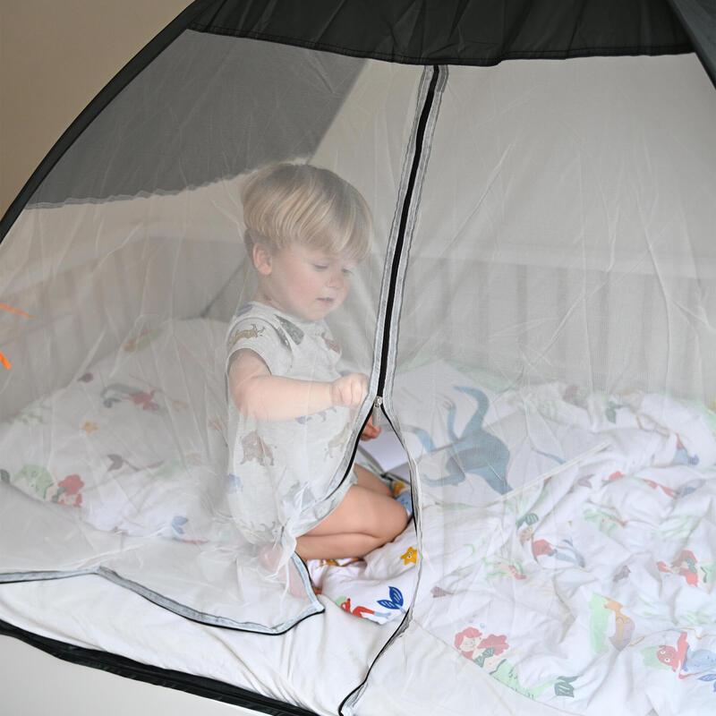 Cort de pat de lux cu plasă anti-țânțari - Pop-Up - Plasă 1 mm - 200x90 cm - Gri