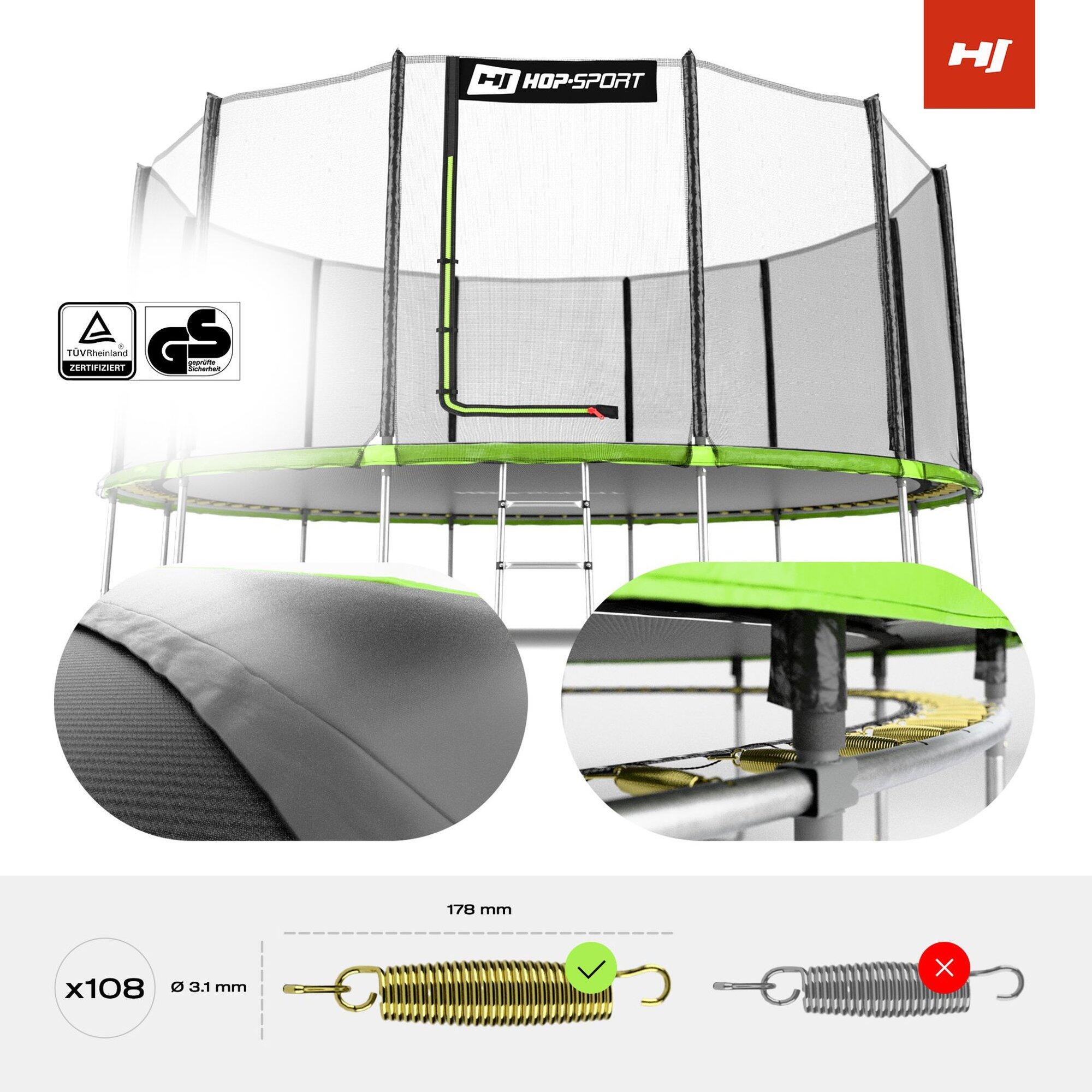 Trampolino da giardino 16t (488cm) - nero-verde con rete esterna 2/7
