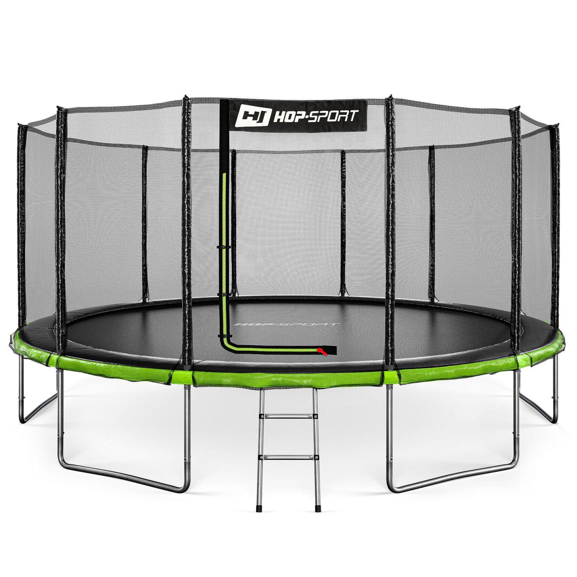 Hop-sport - Trampoline 16ft (488cm) Hop-sport Hs-t16a Avec Filet Extérieur - Trampoline - Noir|vert - Decathlon