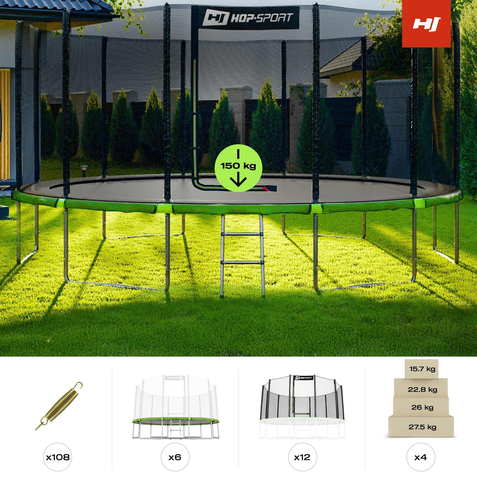 Trampolino da giardino 16t (488cm) - nero-verde con rete esterna 3/7