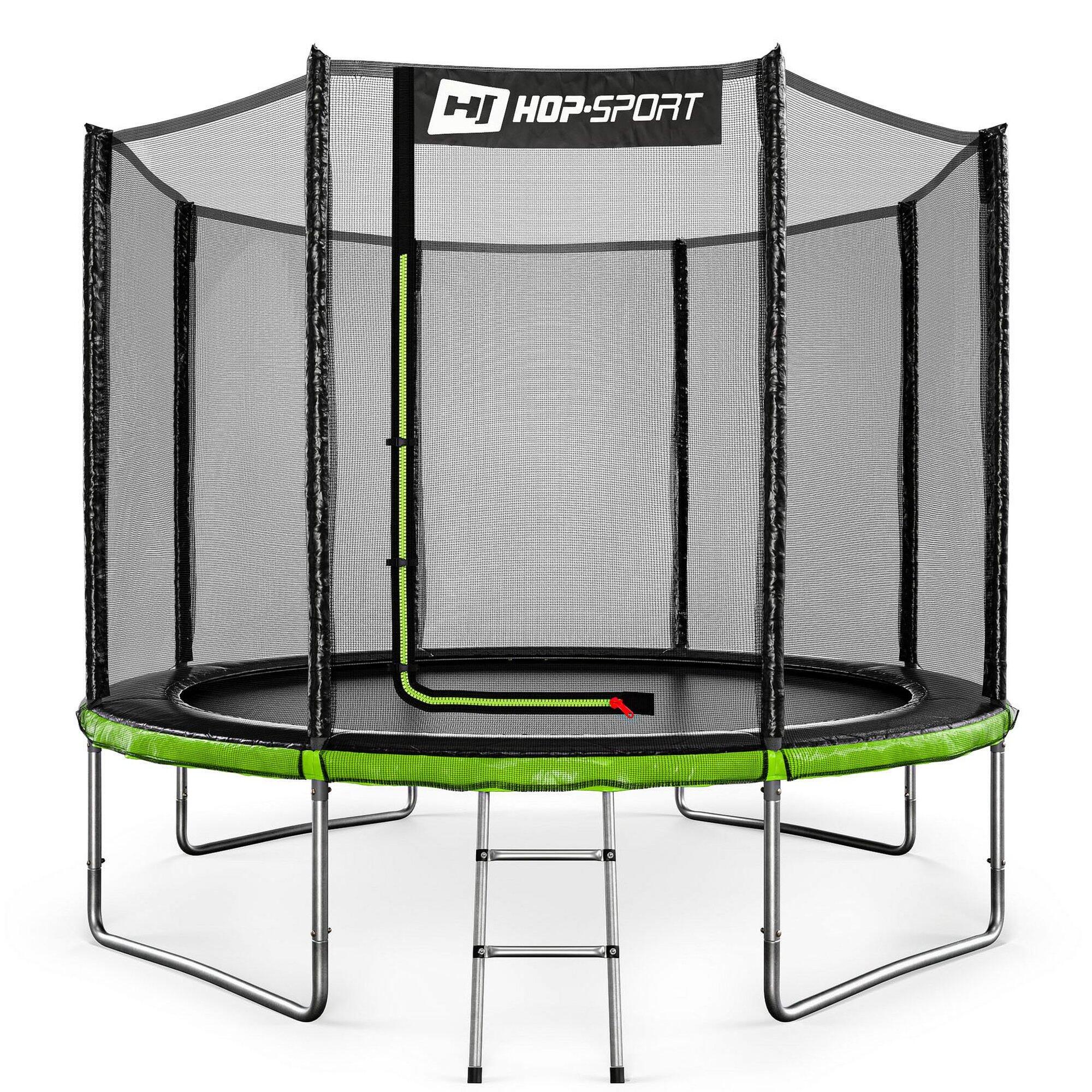 Hop-sport - Trampoline 10ft (305cm) Hop-sport Hs-t10a Avec Filet Extérieur - Trampoline - Noir|vert - Decathlon