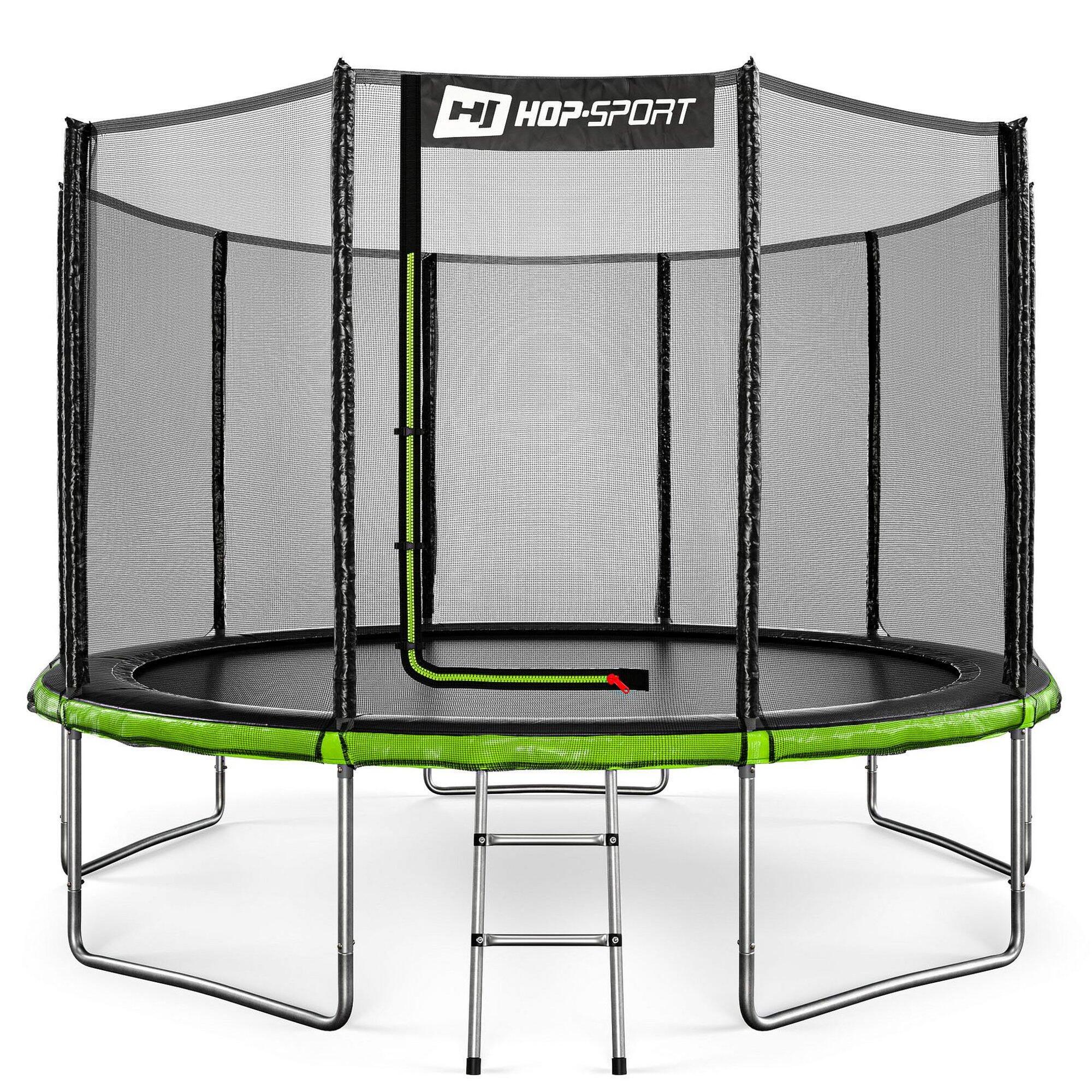 Hop-sport - Trampoline 12ft (366cm) Hop-sport Hs-t12a Avec Filet Extérieur - Trampoline - Noir|vert - Decathlon