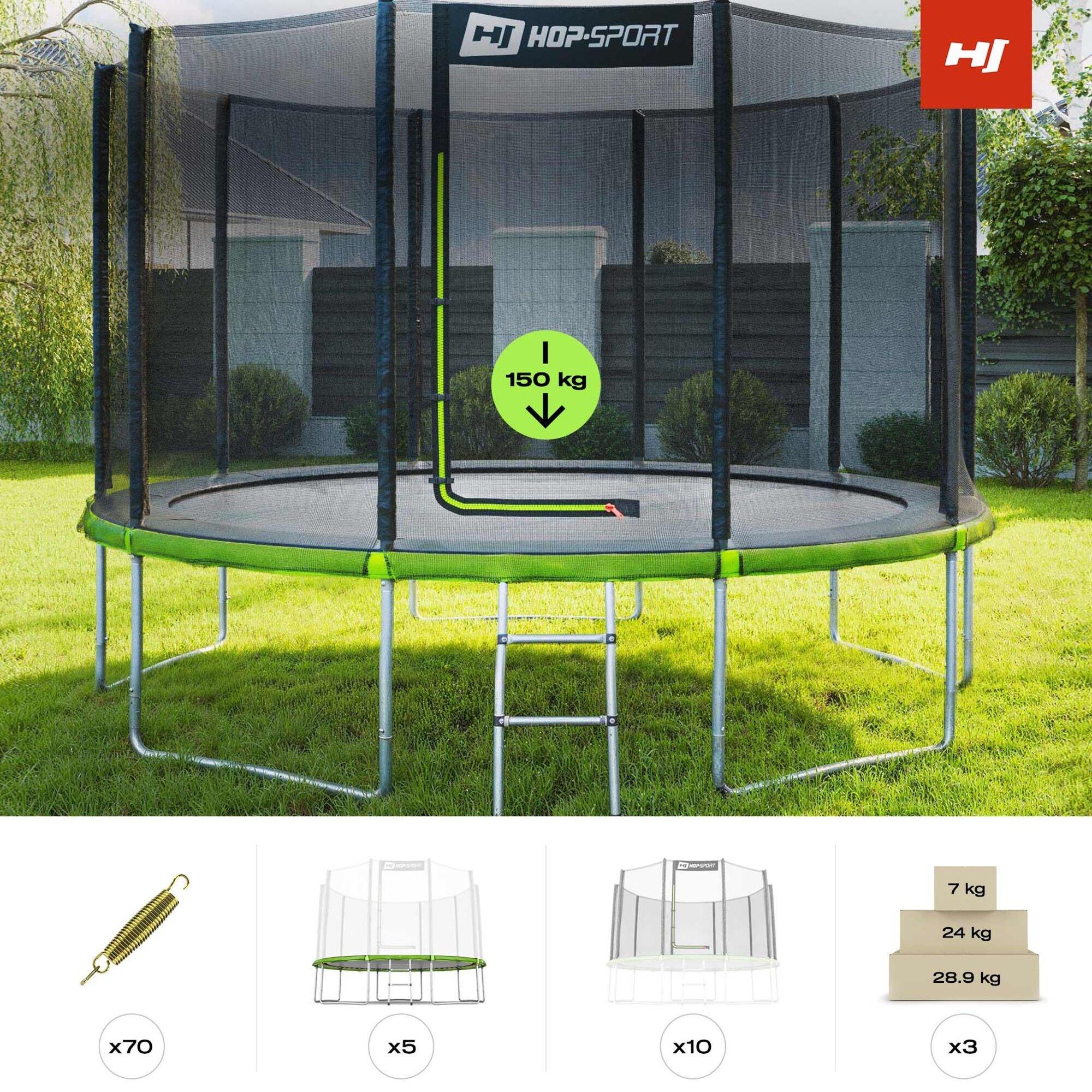 Trampolin 12ft (366cm) Hop-Sport HS-T12A mit Außennetz 3/7