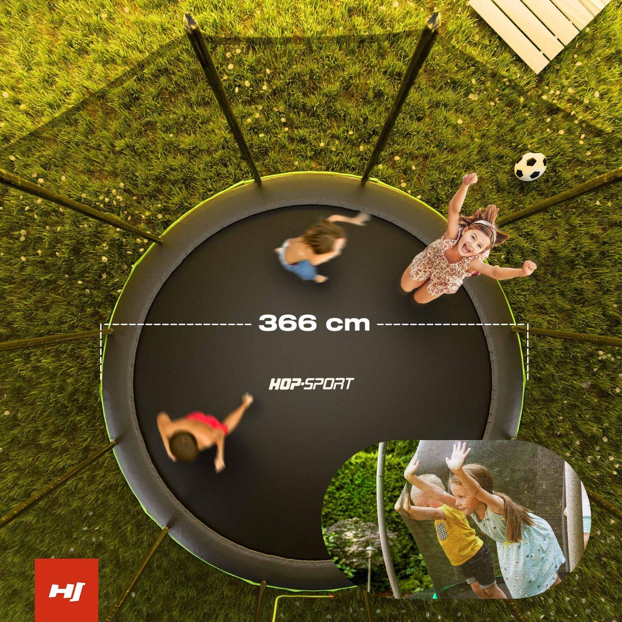 Trampolin 12ft (366cm) Hop-Sport HS-T12A mit Außennetz 5/7