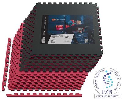 Tappetino puzzle EVA 2cm nero/rosso -12 pezzi