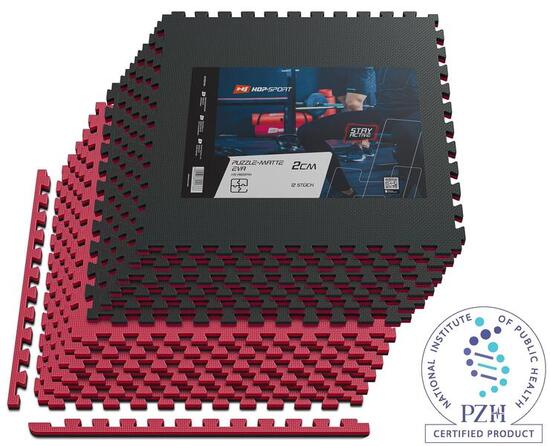 Tappetino puzzle EVA 2cm nero/rosso -12 pezzi