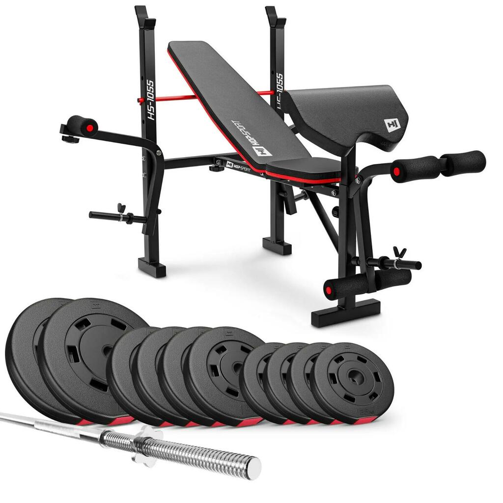 Комплект за културизъм Hop-Sport Premium 59kg с пейка HS-1055