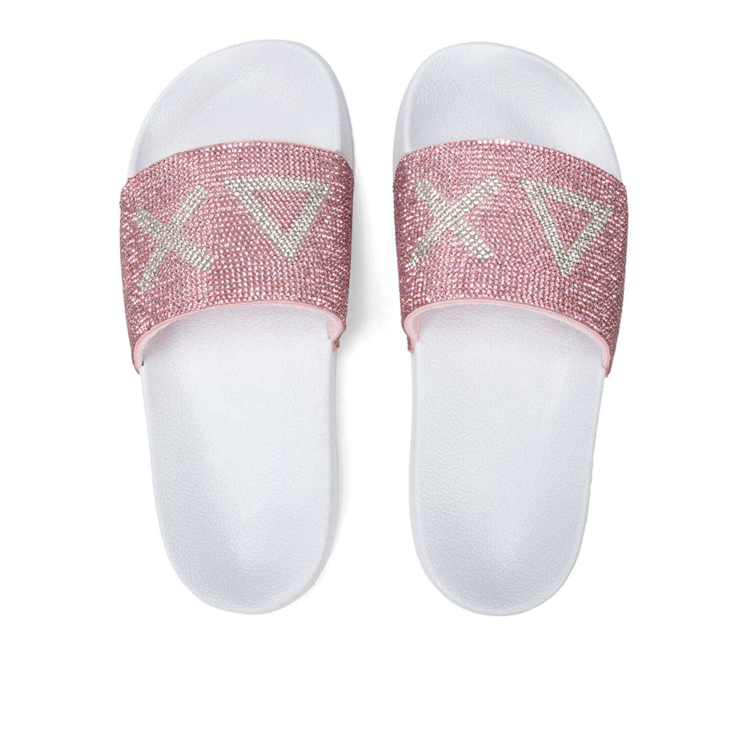 Sun 68 - Chaussons logo strass blanc/rose X35205-0104 1/6