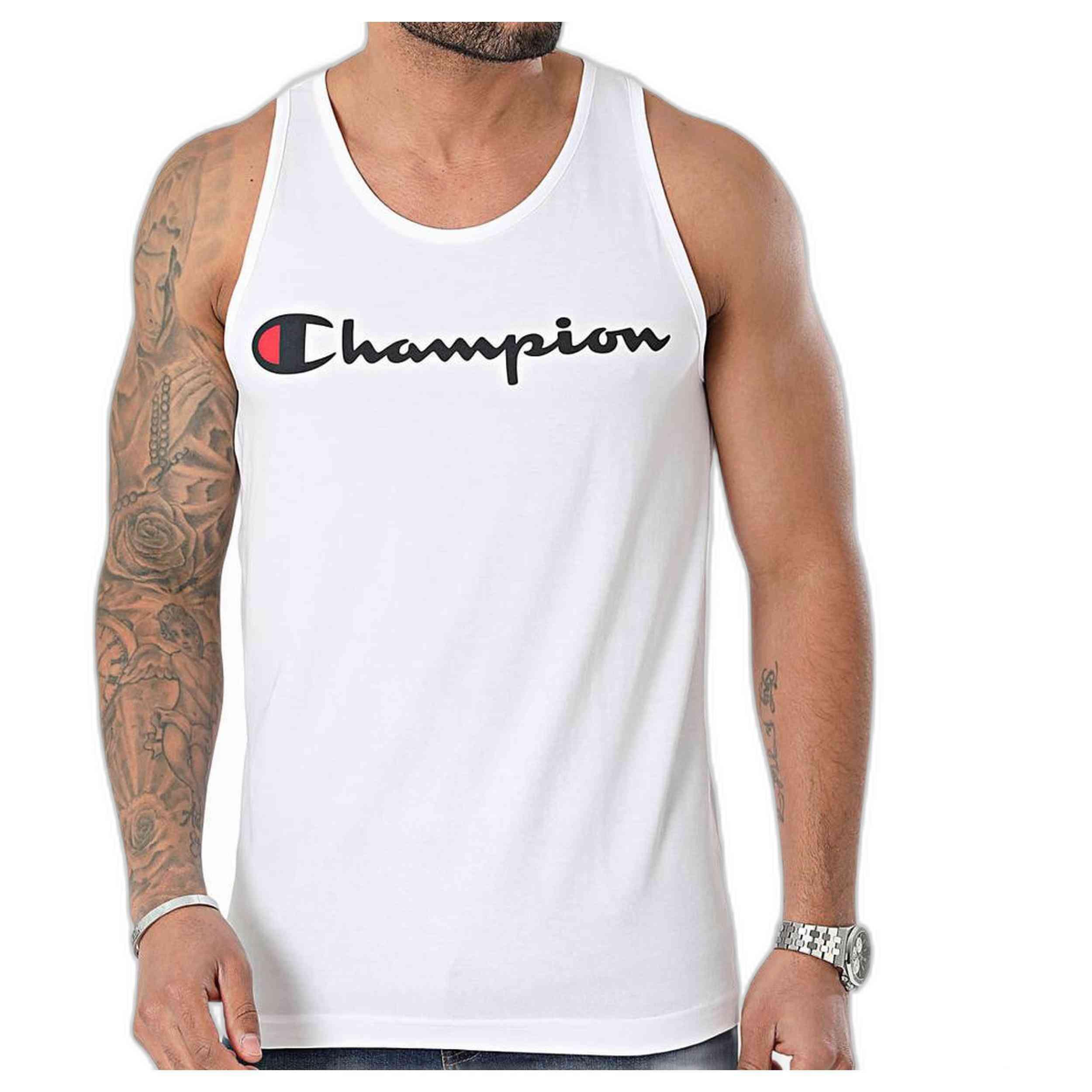 Champion - Debardeur Champion Modèle 219833-ww001 Pour Homme - Sous Maillot Sans Manche - Blanc - Decathlon