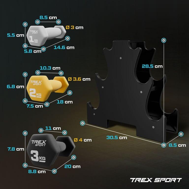 Set d'haltères en fonte Trex Sport TX-V120VS 12 kg avec support 3/7