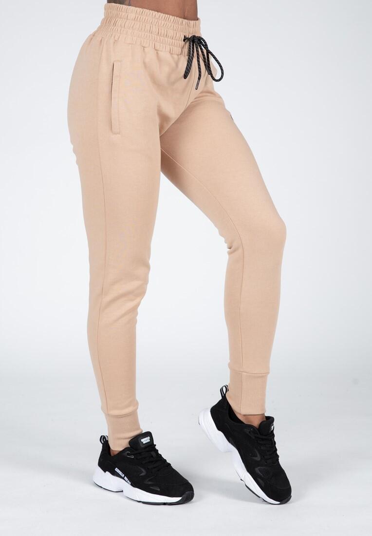 Pantalón Chándal Fitness Largo Mujer GORILLA WEAR Marion Beige 2/6