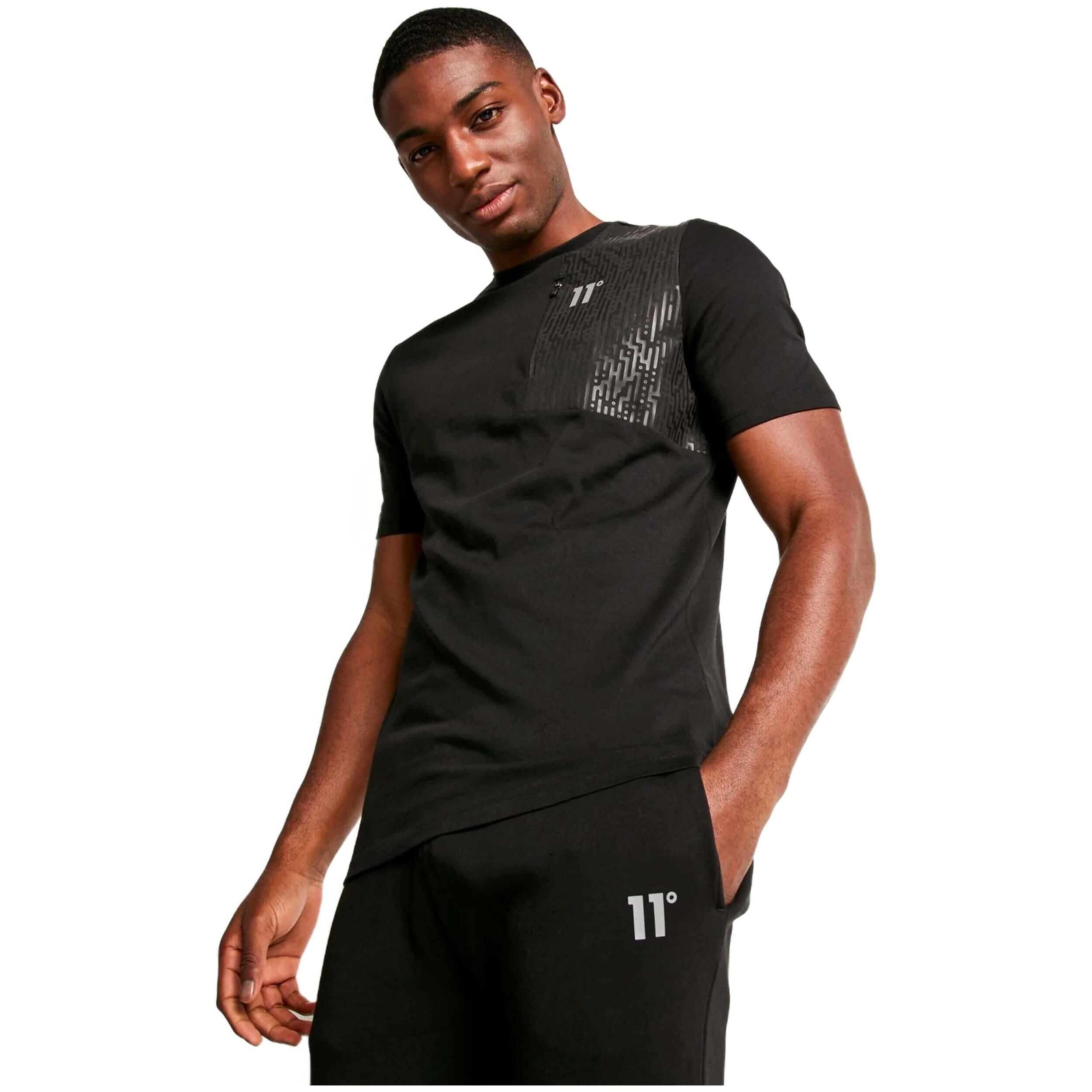 T-shirt met korte mouwen 11 degrees Mixed Fabric voor unisex 11ELEVEN ...