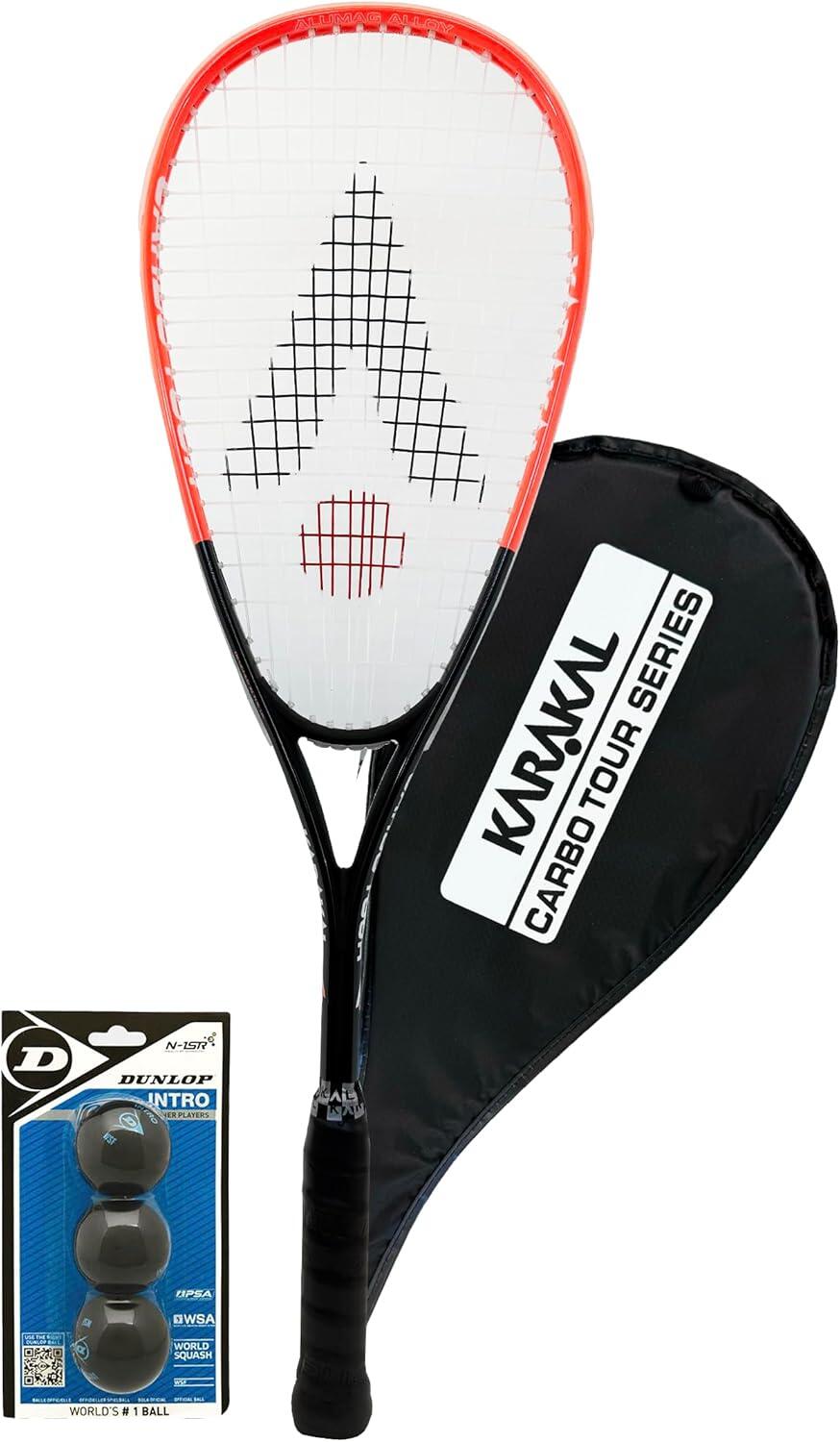 KARAKAL Karakal Carbo Tour Fluo Squash Racket, Cover & Intro Balls