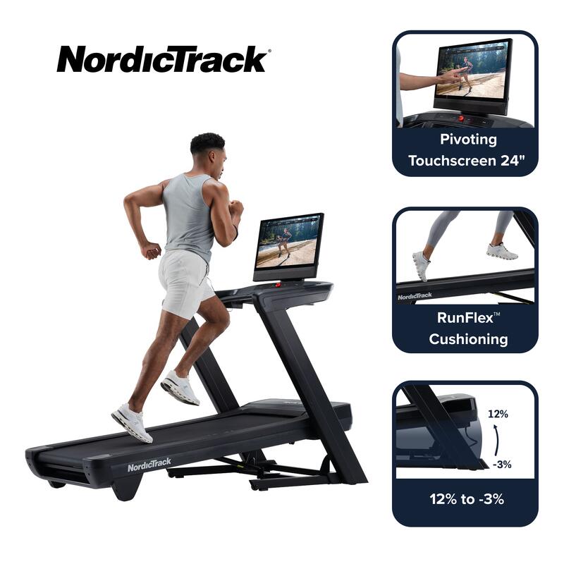 Banda de alergare NordicTrack Commercial 2450 cu ecran tactil pivotant de 24" (6