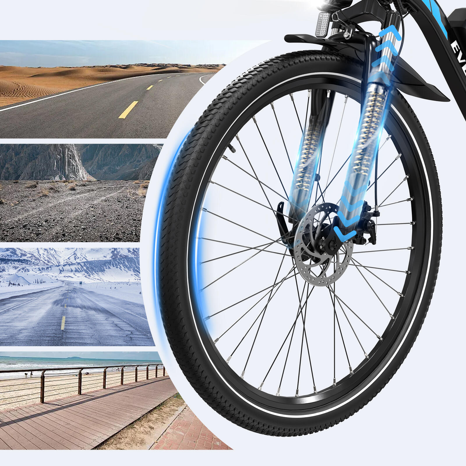 E-Mountainbike-Motor 250W-36V10.4Ah-Vollgefedert-Elektrofahrrad-EVERCROSS EK15 6/7