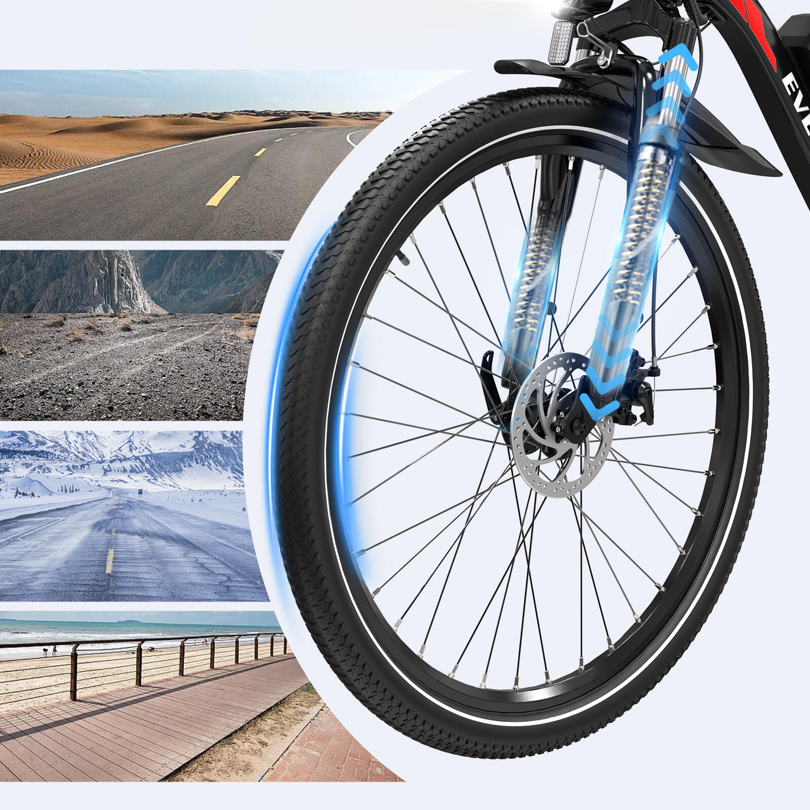 E-Mountainbike-Motor 250W-36V10.4Ah-Vollgefedert-Elektrofahrrad-EVERCROSS EK15 6/7