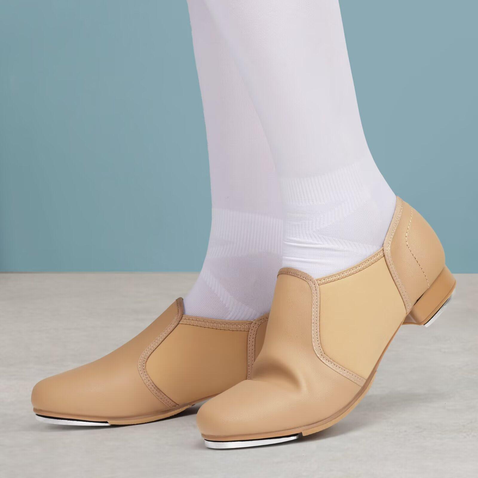 Universal men and women Tap Dance Shoes PU Leather Slip-On
