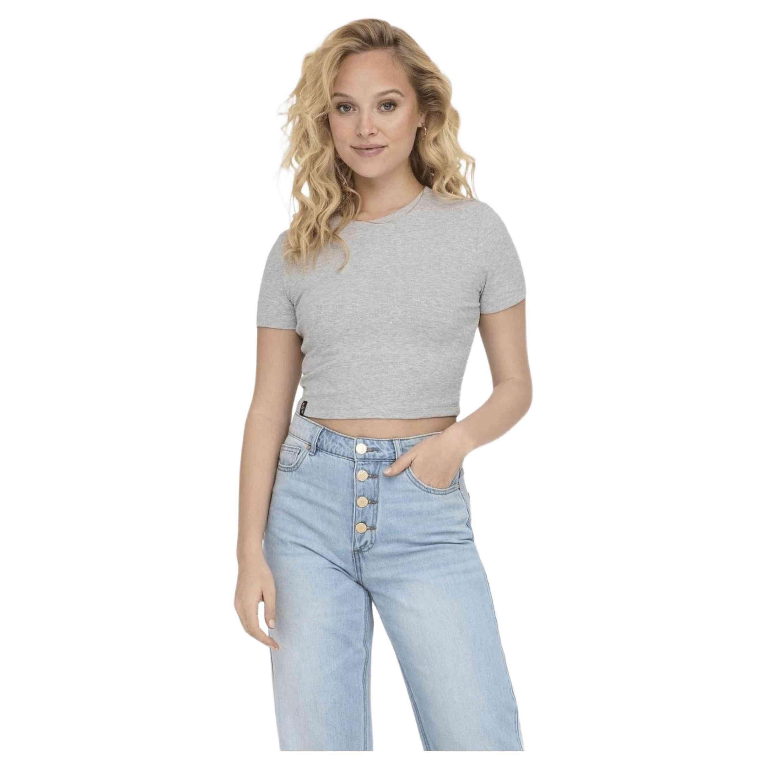 Only - T-shirt Only Modèle 15311891-lightgrey Pour Femmes - T-shirt Manches Courtes - Gris - Decathlon