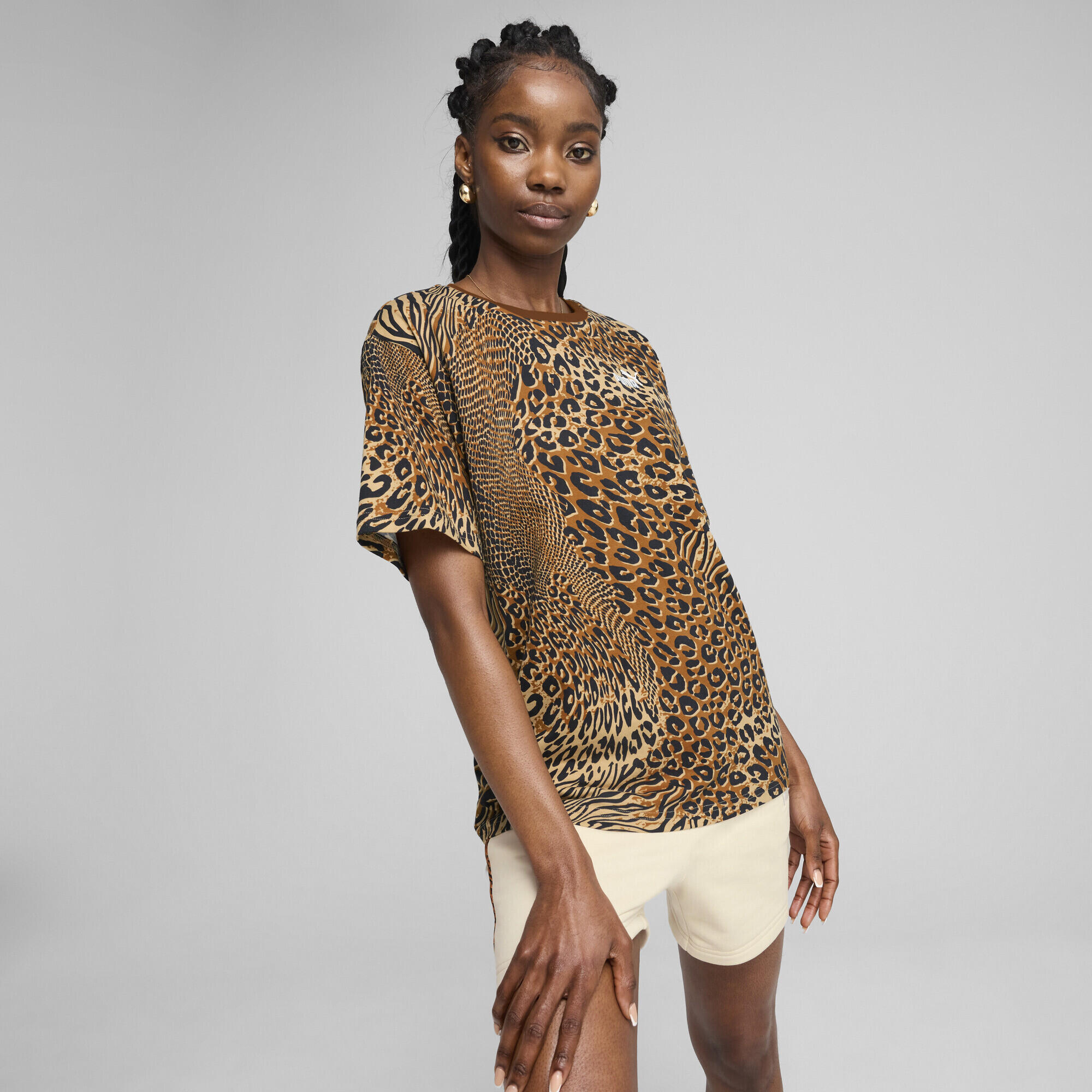 Camiseta holgada Essentials Graphic Animal Mujer PUMA Warm Beige Brown 2/7