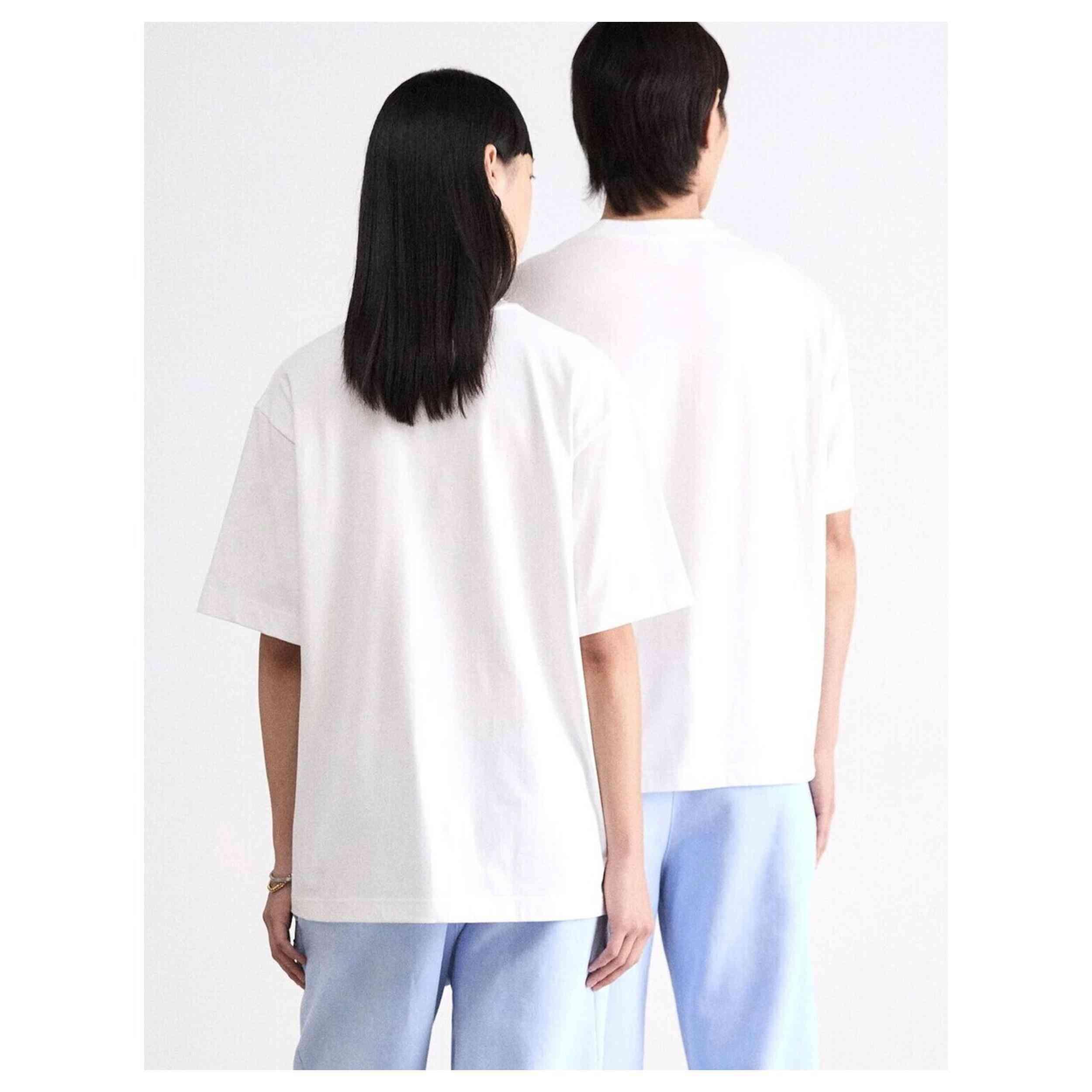 Camiseta Blanca Lacoste de Punto de Algodón de Corte Holgado 4/5