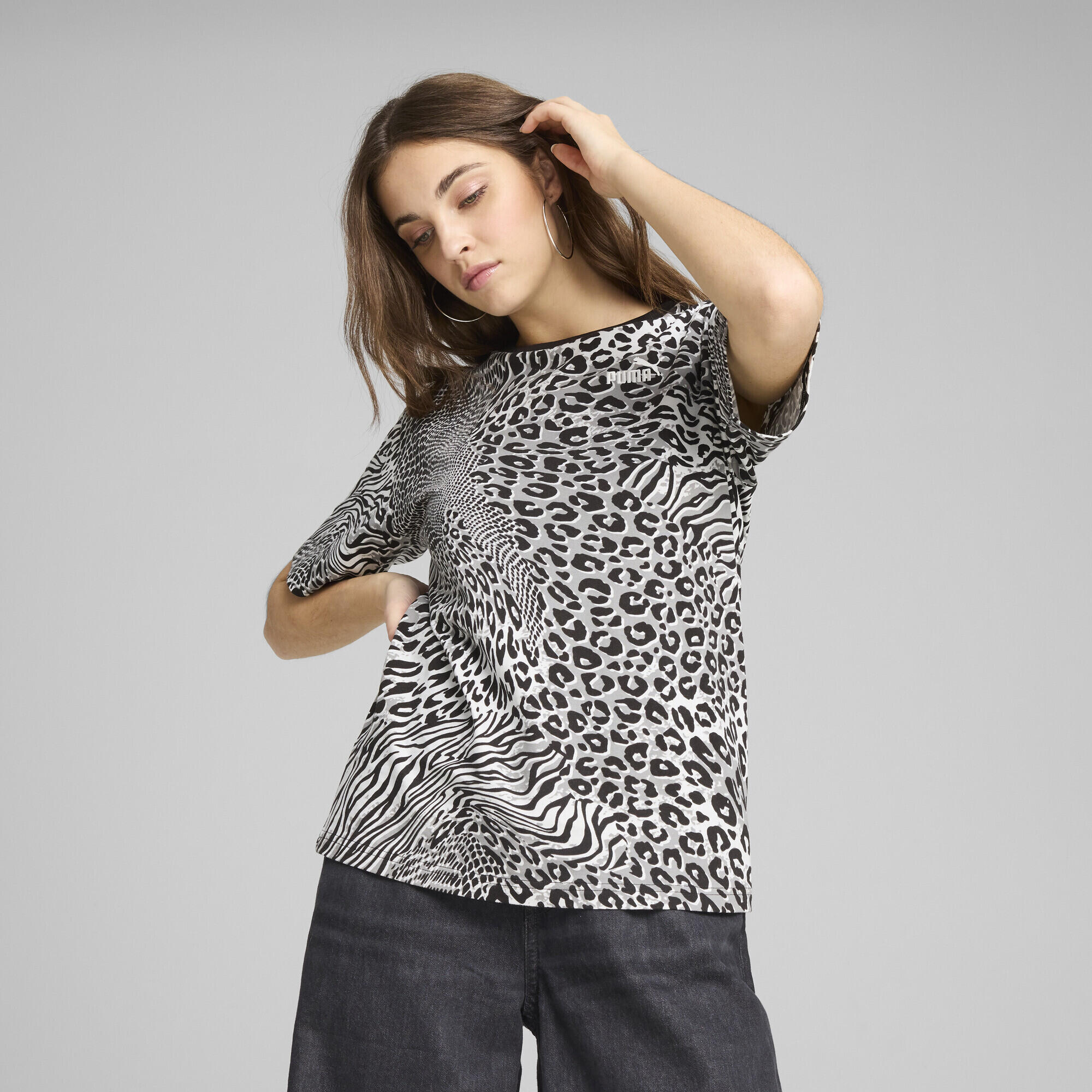 Essentials Graphic Animal Relaxed T-Shirt Damen PUMA Black 2/7
