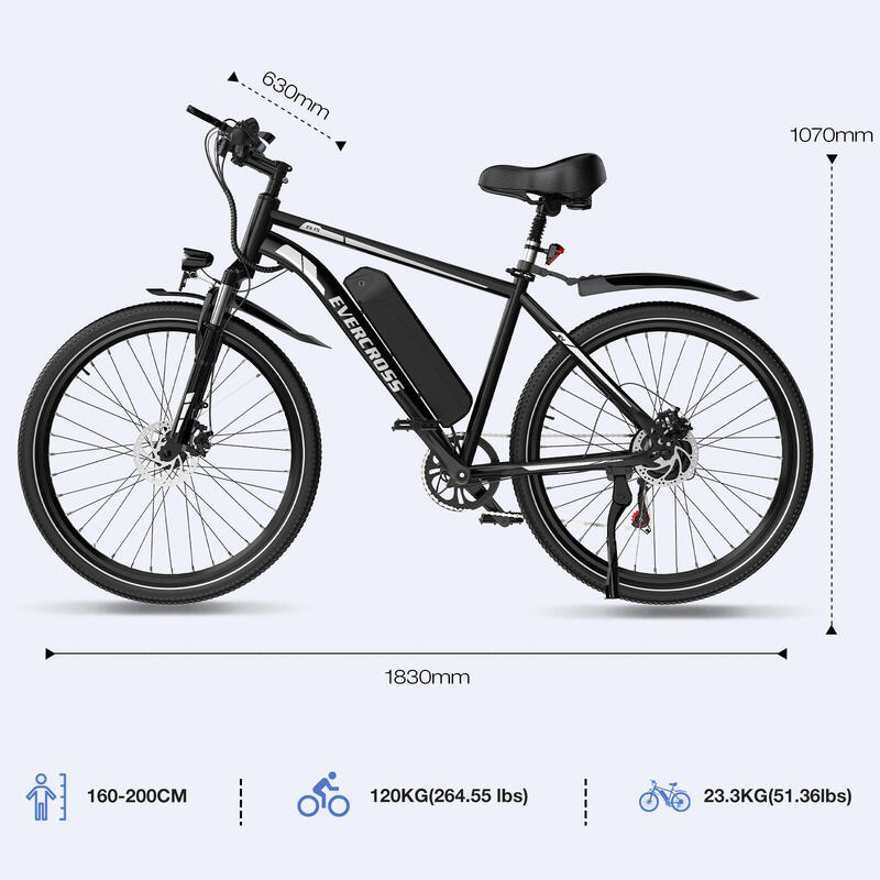 Elektromos Kerékpár E-Bike 36V 10,4Ah 250W Kettős Felfüggesztés - EVERCROSS EK15