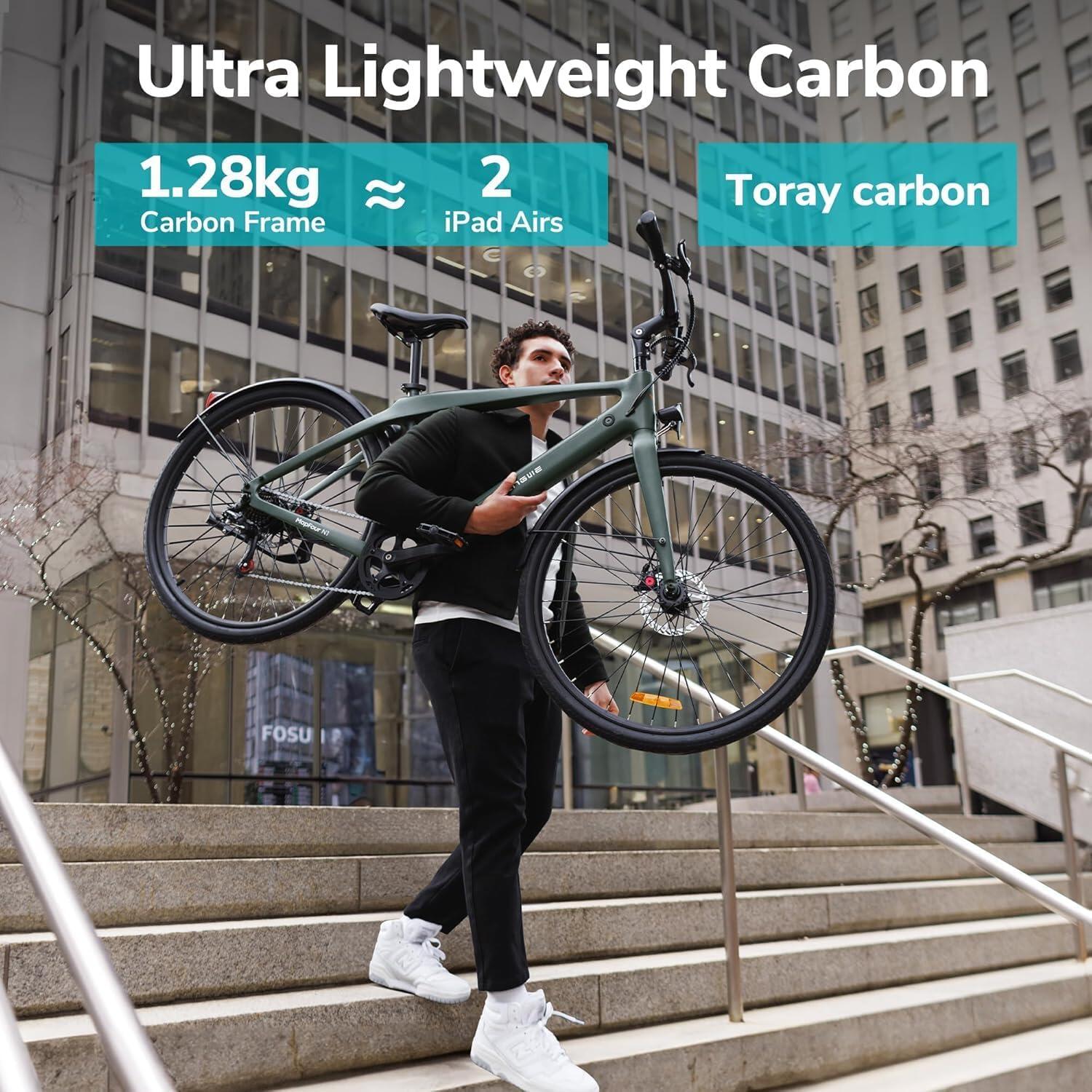Elektrische stadsfiets van koolstofvezel Engwe N1 Air 250W en 360WH 7/7