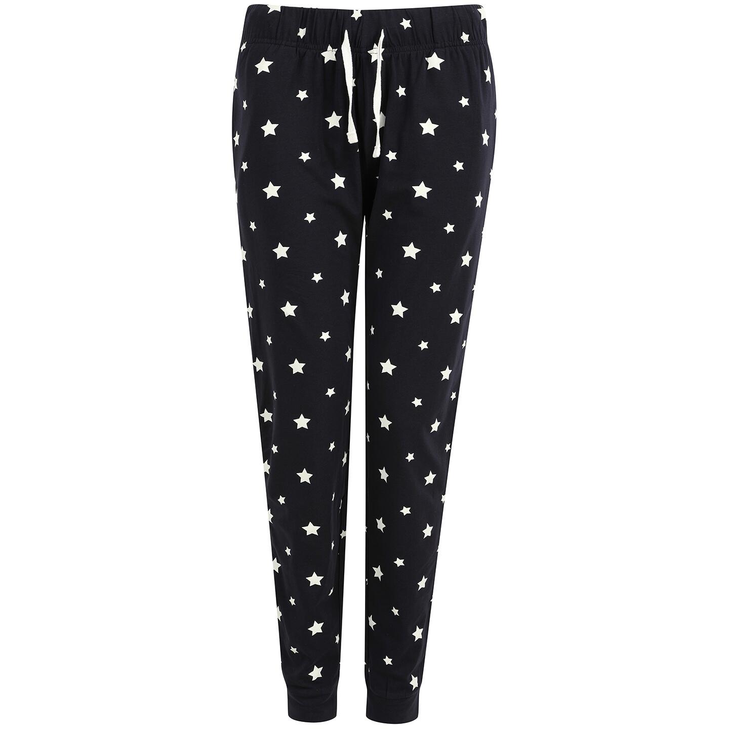 SKINNI FIT Womens/Ladies Cuffed Lounge Pants (Navy/White)