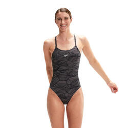 Maillot de bain Speedo Allover Fixed Crossback - Bleu/Rose - Taille 28