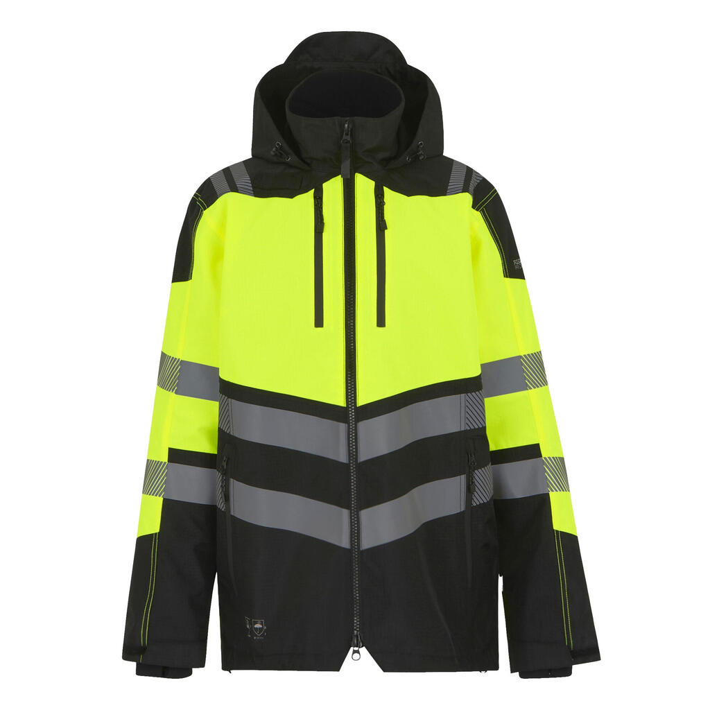 Mens HighVis Waterproof Jacket (Black/Yellow)