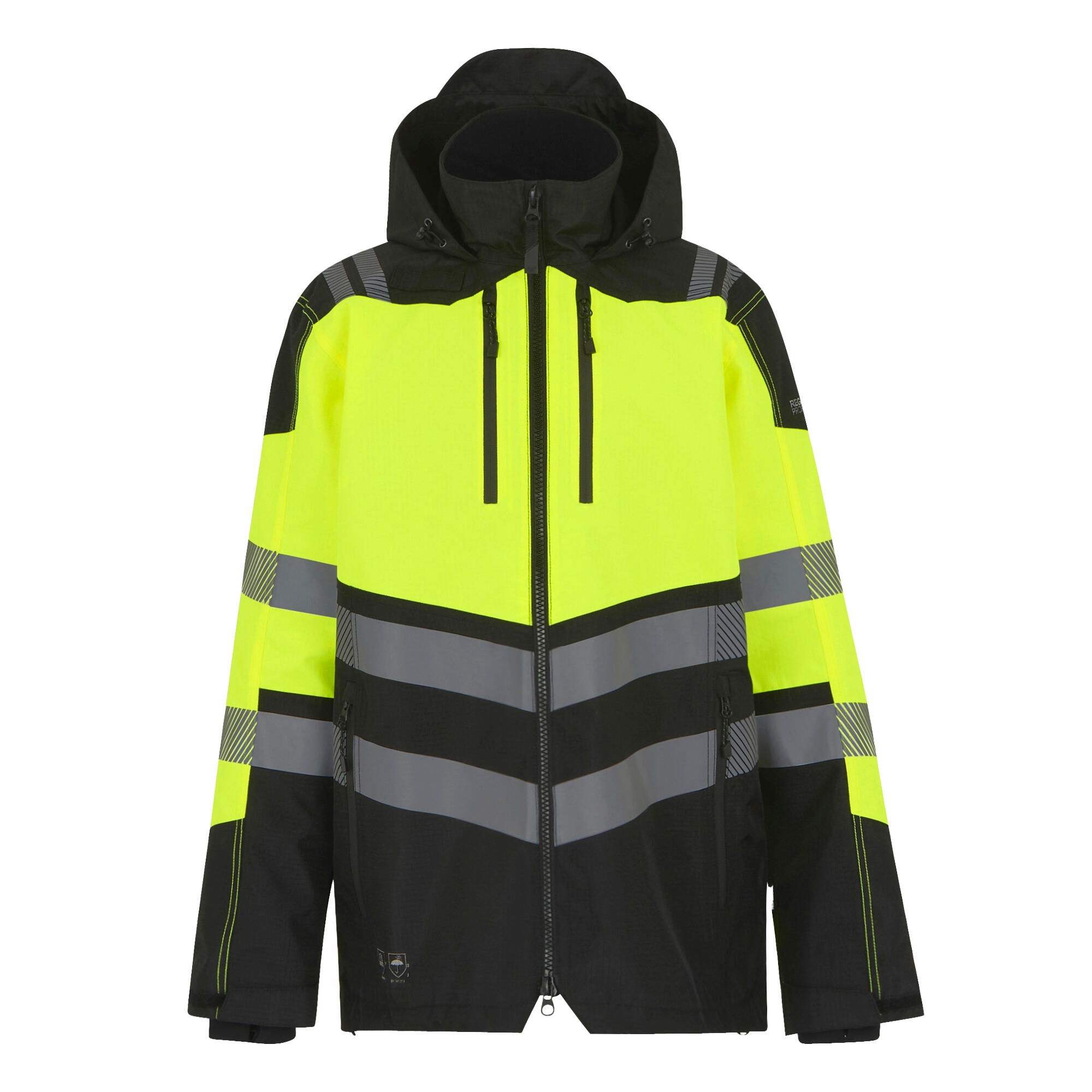 REGATTA Mens HighVis Waterproof Jacket (Black/Yellow)